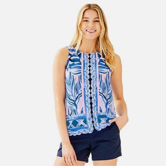 Lilly Pulitzer Iona Sleeveless Top in Pink Tropics Tint Heat Wave Sz M - Picture 2 of 12